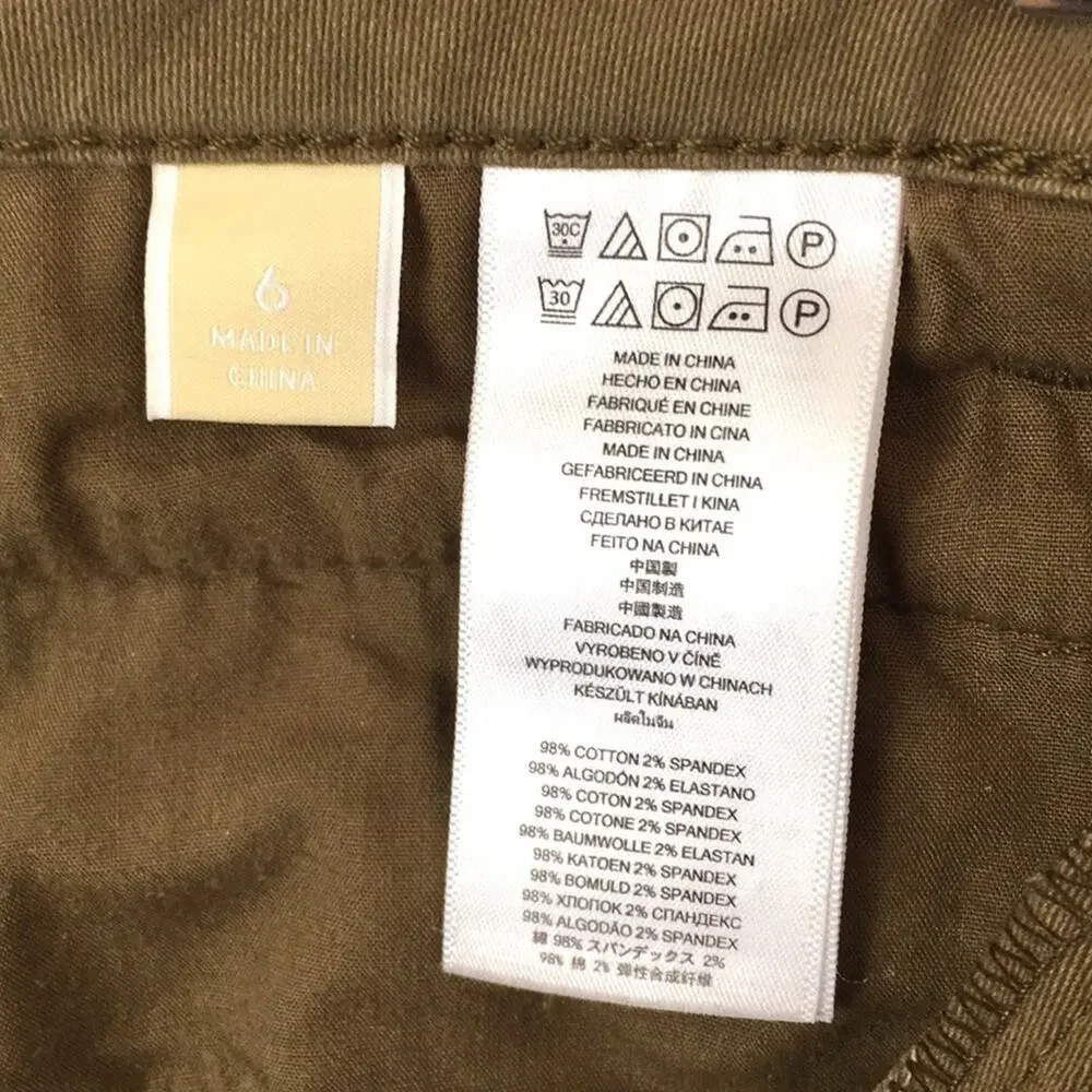 Michael Kors jeggings size 6 EUC army green zipper ankle length Fake back pocket